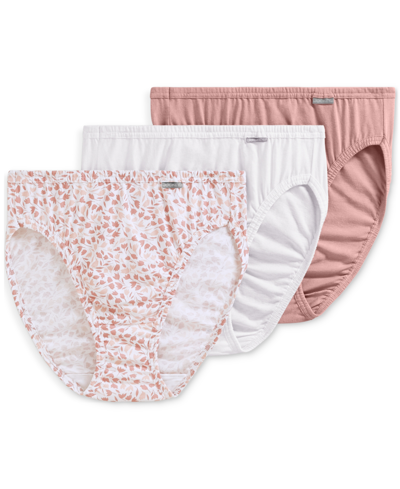 Jockey Elance French Cut 3 Pack Underwear 1485 1487, Extended Sizes In White,prim Floral,earth Rose