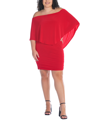 24seven Comfort Apparel Womens Ruched Off-the-shoulder Sheath Dress In Red