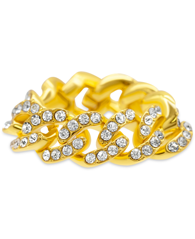 Adornia 14k Gold-plated Pave Curb Chain Flexible Ring