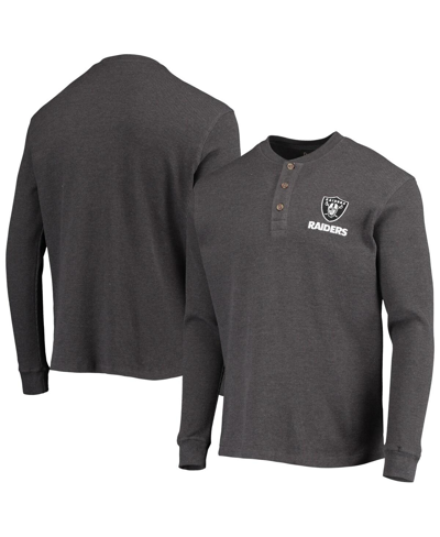 Dunbrooke Heathered Gray Las Vegas Raiders Logo Maverick Thermal Henley Long Sleeve T-shirt