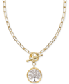 Macy's Diamond Family Tree Paperclip Link 18" Toggle Necklace (1/5 Ct. T.w.) In Sterling Silver & 14k Gold- In Sterling Silver  Gold-plate