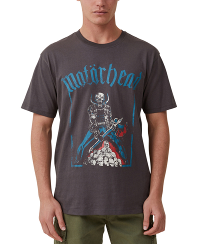 Cotton On Men's Loose Fit Music T-shirt In Faded Slate,motorhead - Battleaxe