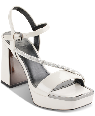 Dkny Briela Square-toe Strappy Platform Dress Sandals In Pebble