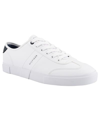 Tommy Hilfiger Men's Pandora Lace Up Low Top Sneakers In White,navy