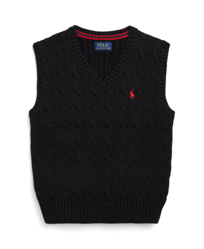 Polo Ralph Lauren Kids' Big Boys Cable- Knit Sweater Vest In Polo Black
