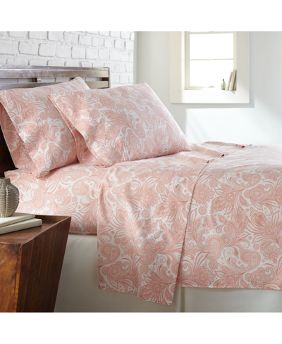 Southshore Fine Linens Perfect Paisley Sheet Set In White,coral