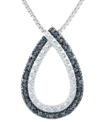 Macy's Black Diamond Open Teardrop 18" Pendant Necklace (1/6 Ct. T.w.) In Sterling Silver In Sterling Silver