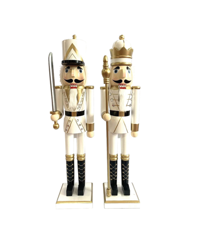 Santa's Workshop 24" Gold-tone King And Guard Nutcracker, Set Of 2 In White