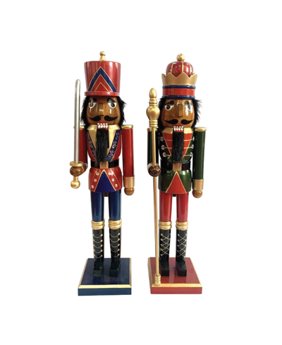 Santa's Workshop 24" Black King Guard Nutcracker, Set Of 2 In Multi