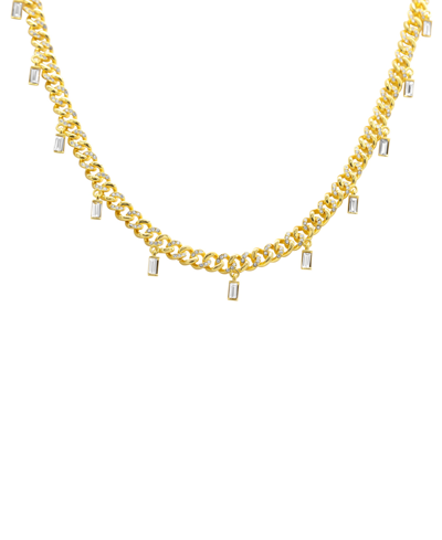 Adornia Curb Chain Baguette Dangle Adjustable Choker Necklace Gold