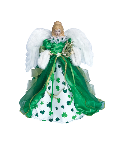 Santa's Workshop 15" Shamrock Angel Tree Topper In Green