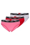 Hugo Boss Three-pack Of Stretch-cotton Briefs With Logo Waistbands In Patterned