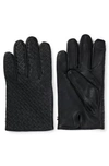 HUGO BOSS MONOGRAMMED GLOVES IN LEATHER WITH TOUCHSCREEN-FRIENDLY FINGERTIPS