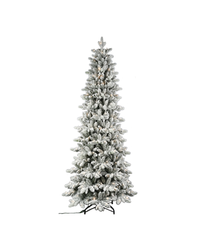 Santa's Workshop 7.5' Prelit Flocked Tree, Polyethylene And Polyvinyl Chloride In White