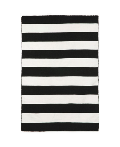 Liora Manne Sorrento Rugby Stripe 5' X 7'6" Outdoor Area Rug In Black,gray
