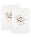 LINUM HOME CHRISTMAS ANGEL EMBROIDERED LUXURY 100% TURKISH COTTON HAND TOWELS, 2 PIECE SET