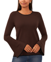 Sam & Jess Women's Cozy Crewneck Bell Sleeve Sweater In Chocolate