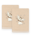 LINUM HOME CHRISTMAS ANGEL EMBROIDERED LUXURY 100% TURKISH COTTON HAND TOWELS, 2 PIECE SET