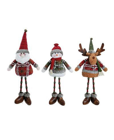 Santa's Workshop 17.5" Xmas Time Sitters, Set Of 3 In Red