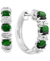 Effy Collection Effy Emerald (1-1/6 Ct. T.w.) & Diamond (1/20 Ct. T.w.) Extra Small Hoop Earrings In Sterling Silver In Emerald