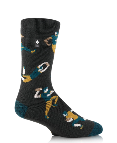 Heat Holders Men's Lite Jack Novelty Crew Sock In American Football-charcoal,teal