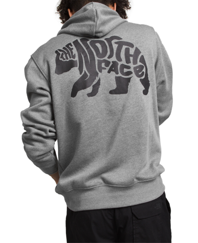 The North Face Mens Tnf Bear Pullover Hoodie In Tnf Medium Grey Heather,bear Graphic