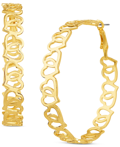 Kensie Large Heart Cutout Hoop Earrings, 2.28" In Gold