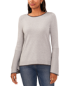 Sam & Jess Womens Side Slit Long Sleeve Crewneck Sweater In Silver Heather