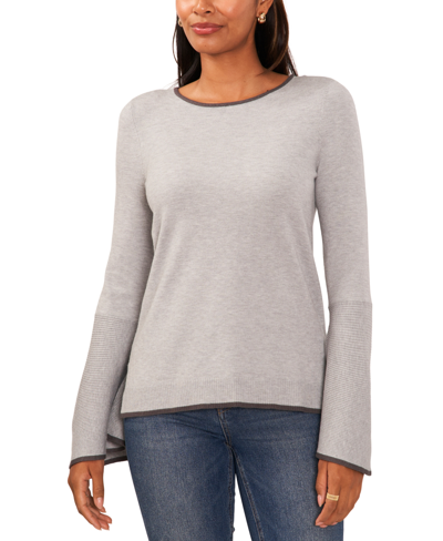 Sam & Jess Womens Side Slit Long Sleeve Crewneck Sweater In Silver