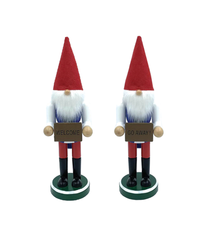 Santa's Workshop 12" Welcome And Go Away Gnome Nutcracker, Set Of 2 In Multi
