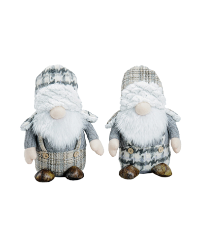 Santa's Workshop 11" Plaid Gnomes, Set Of 2 In Gray