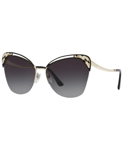 Bvlgari Bv6161 60 Serpenti Cat-eye Metal Sunglasses In Pale Gold,black,grey Gradient