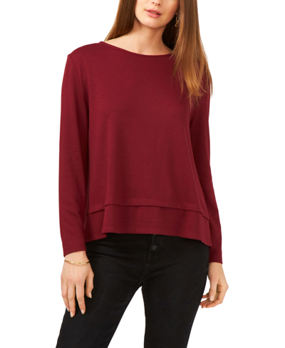 1.state Women's Long Sleeve Tie Back Cozy Knit Top In Red