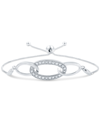 Macy's Diamond Ovals Bolo Bracelet (1/6 Ct. T.w.) In Sterling Silver In Sterling Silver