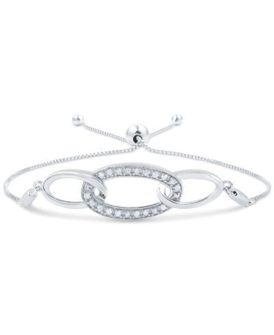 Macy's Diamond Ovals Bolo Bracelet (1/6 Ct. T.w.) In Sterling Silver