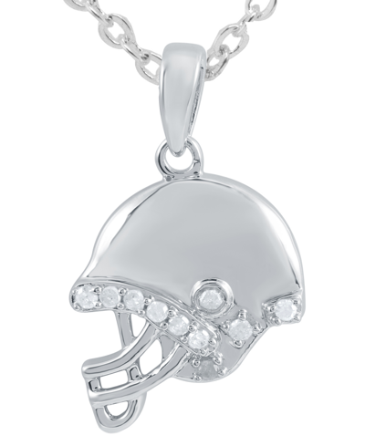 Macy's Diamond Football Helmet 18" Pendant Necklace (1/10 Ct. T.w.) In Sterling Silver