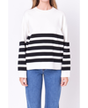 ENGLISH FACTORY WOMEN'S STRIPE ROUND NECK SWEATER