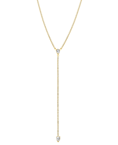 Adornia Rhodium-plated Crystal Lariat Tennis Necklace, 15" + 2-1/4" Extender In Gold