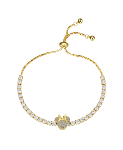 Disney Cubic Zirconia Minnie Mouse Bracelet In Gold
