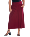 24seven Comfort Apparel Plus Size Maxi Skirt In Wine