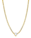 Adornia Water Resistant Crystal Heart Tennis Chain Necklace Gold In Gold