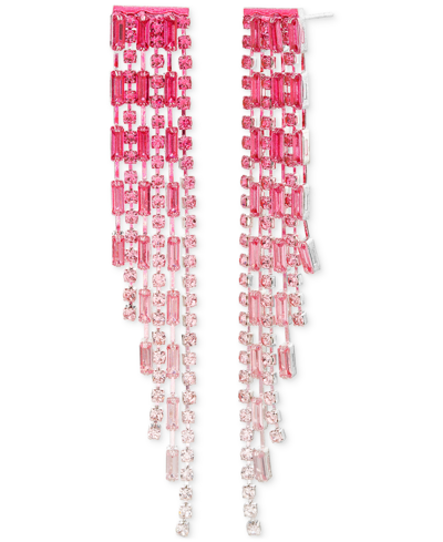 Kensie Pink Ombre Rhinestone Chain Fringe Linear Earrings In Open Misce