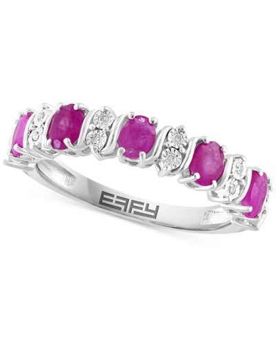 Effy Collection Effy Emerald (1-1/20 Ct. T.w.) & Diamond (1/20 Ct. T.w.) Ring In Sterling Silver (also In Ruby & Sap