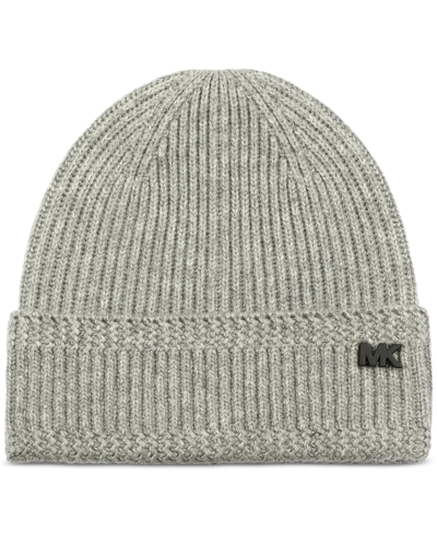 Michael Kors Men's Racked Ribbed Cuffed Logo Hat In Heather