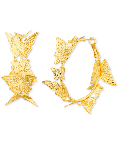 Kensie Gold-tone Medium Butterfly Hoop Earrings, 1.57"