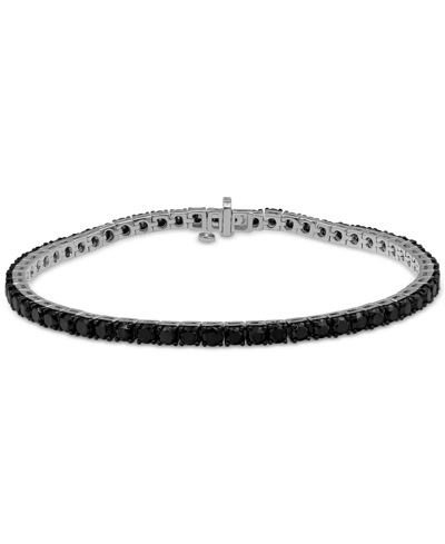 Macy's Men's Black Diamond Tennis Bracelet (12 Ct. T.w.) In Sterling Silver