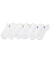 Polo Ralph Lauren Women's 6-pk. Flat Knit Low-cut Socks In White With Bright Colors