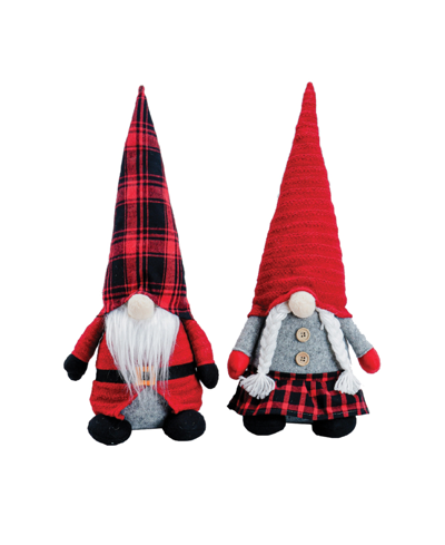 Santa's Workshop 13" Buffalo Plaid Gnomes, Set Of 2 In Red