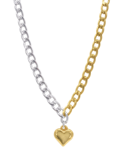 Adornia Two-tone Half & Half Heart Pendant Toggle 18" Necklace In Gold