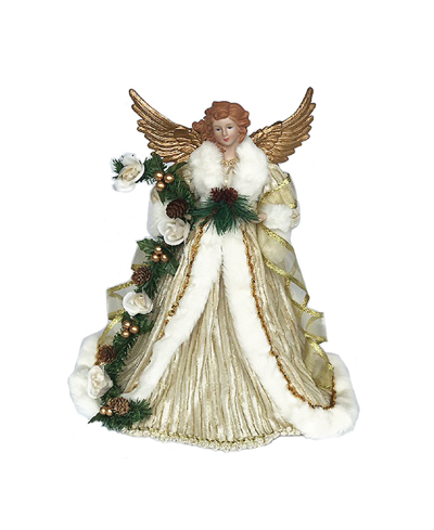 Santa's Workshop 15" Trimmed Angel Tree Topper In Gold